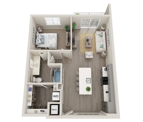 a 3d floor plan of a home with a bedroom